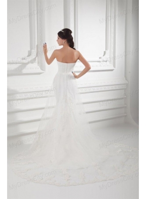 Gorgeous Mermaid Sweetheart Wedding Dress with Lace Chapel Train