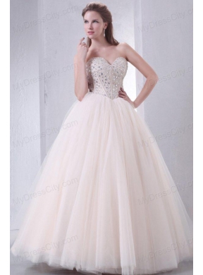 Lace Up Beaded Sweetheart A-line Wedding Dress with Tulle