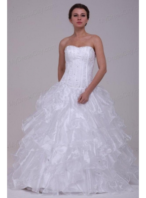 Luxurious Ball Gown Sweetheart Floor-length Beading Organza Wedding Dress