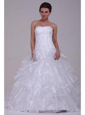 Luxurious Ball Gown Sweetheart Floor-length Beading Organza Wedding Dress