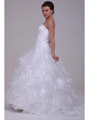 Luxurious Ball Gown Sweetheart Floor-length Beading Organza Wedding Dress