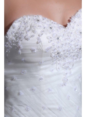 Mermaid Sweetheart Appliques Decorate Bodice Tulle Wedding Dress