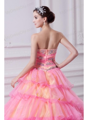 Pretty Ball Gown Strapless Beading and Appliques Hot Pink Quinceanera Dress With Zipper Up