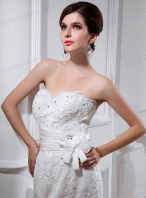 Sexy Mermeid  Sweetheart Court Train Lace Wedding Dress with Appliques