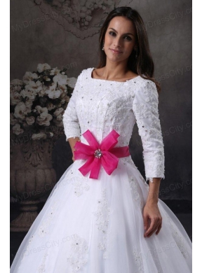 Square A-Line Chapel Train Wedding Dress