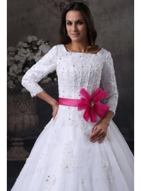 Square A-Line Chapel Train Wedding Dress