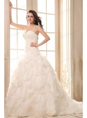 Sweetheart Appliques with Beading Wedding Dress with Organza