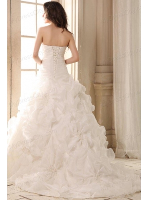 Sweetheart Appliques with Beading Wedding Dress with Organza