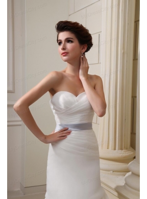 2014 Elegant Mermaid Sweetheart Belt Ruching Pick-ups Wedding Dress with Side Zipper