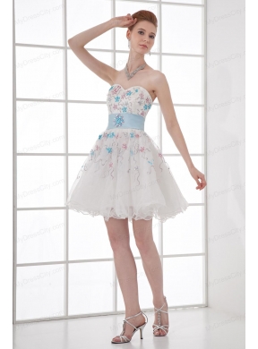 2014 Spring A-line Sweetheart Mini-length Organza Lace White Wedding Dress