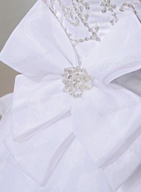 2014 Spring Ball Gown Square Appliques Beading Wedding Dress in White