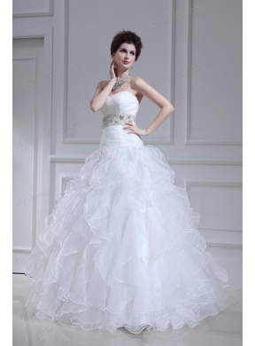 2014 Spring Beautiful A-line Sweetheart Floor-lengthWedding Dress with Ruffles and Appliques