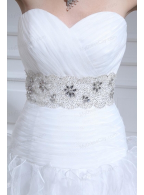 2014 Spring Beautiful A-line Sweetheart Floor-lengthWedding Dress with Ruffles and Appliques