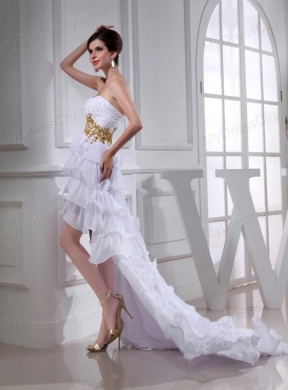 2014 Spring Empire Sweetheart Ruffled Layers Chiffon High-low Wedding Dress