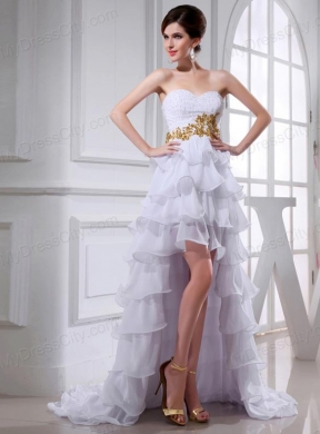 2014 Spring Empire Sweetheart Ruffled Layers Chiffon High-low Wedding Dress