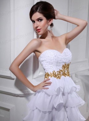 2014 Spring Empire Sweetheart Ruffled Layers Chiffon High-low Wedding Dress