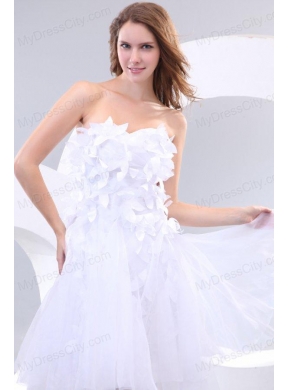 Cheap Sweetheart Asymmetrical Hand Made Flowers Wedding Dress