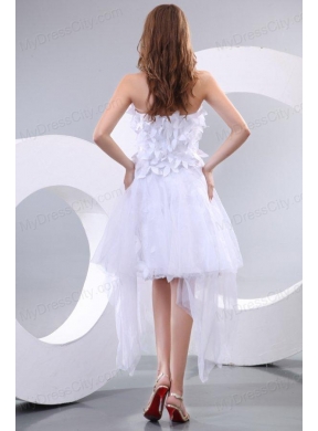 Cheap Sweetheart Asymmetrical Hand Made Flowers Wedding Dress