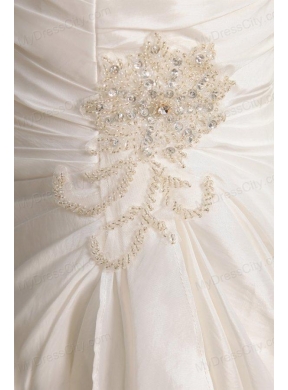 Column Sweetheart Beaded Decorate Taffeta Sweep Train Wedding Dress