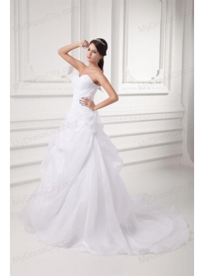 Court Train Elegant A-line Sweetheart Wedding Dress with Pick-ups