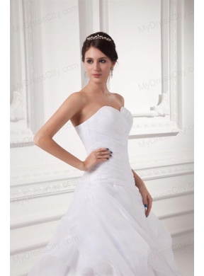 Court Train Elegant A-line Sweetheart Wedding Dress with Pick-ups