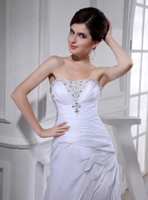 Elegant Pincess Strapless Chiffon Court Train 2014 Wedding Dress with Beading