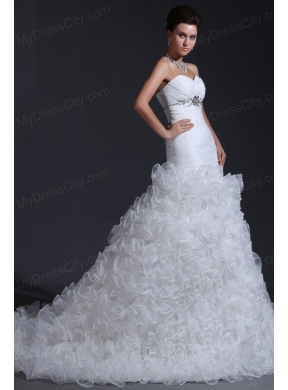 Luxurious A-line Sweetheart Beading and Ruffles Wedding Dress