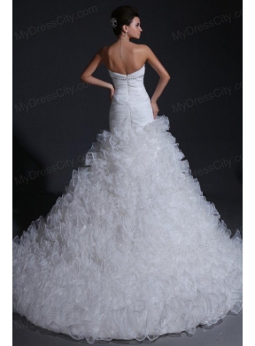 Luxurious A-line Sweetheart Beading and Ruffles Wedding Dress