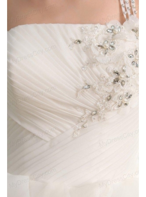 One Shoulder Ball Gown Beading and Appliques Organza Wedding Dress