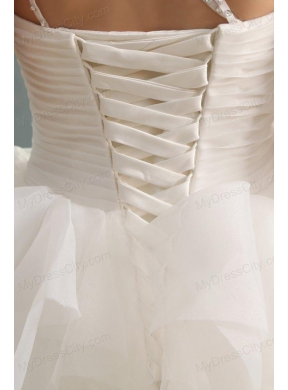 One Shoulder Ball Gown Beading and Appliques Organza Wedding Dress