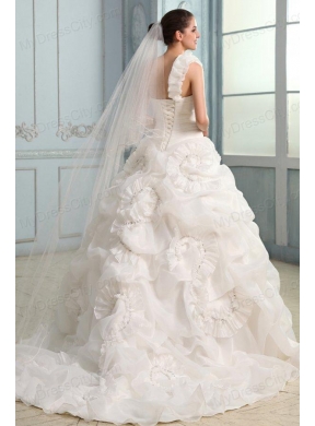 One Shoulder Beading and Laciness Court Train Wedding Dress