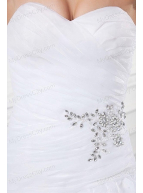 Romantic A-line Sweetheart Court Train Wedding Dress with Beading and Ruffles