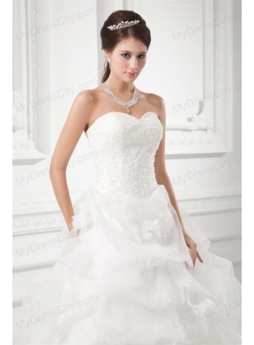 Romantic Sweetheart Ball Gown Wedding Dress with Embroidery and Pick-ups