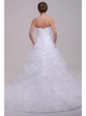 Sweetheart A-line Appliques and Ruffles Court Train Wedding Dress