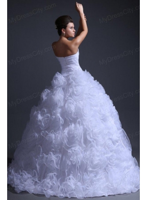 Sweetheart Ball Gown Beading and Rolling Flowers Wedding Dress