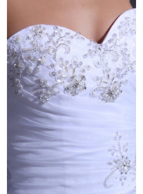 Sweetheart Ball Gown Beading and Rolling Flowers Wedding Dress