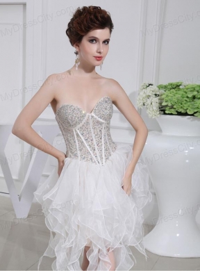 2014 A-line Sweetheart Sequins Ruffles Wedding Dress With Knee-length