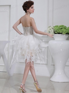 2014 A-line Sweetheart Sequins Ruffles Wedding Dress With Knee-length