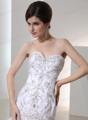 2014 Popular Mermaid Sweetheart Ruffled Layers Wedding  Dress with Lace