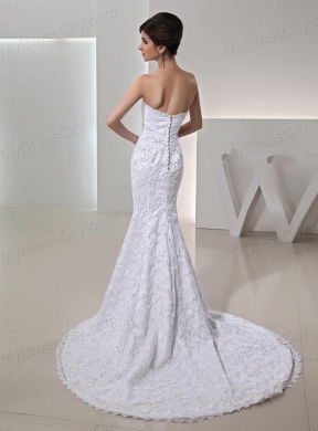 2014 Romantic Mermeid Sweetheart Beading Wedding Dress with Clasp Handle Lace