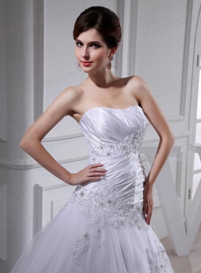 2014 Spring Lace Ball Gown Appliques Wedding Dress with Sweetheart