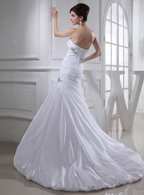 2014 Spring Popular Puffy Sweetheart Wedding Dress with Beading