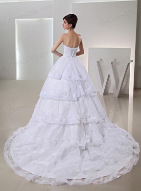 2014 Spring White Ball Gown Sweetheart Paillette Ruffled Layers Wedding Dress