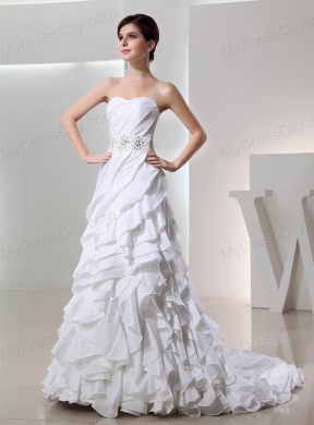 Beautiful Ball Gown Sweetheart Ruffled Layers Wedding Dress in White