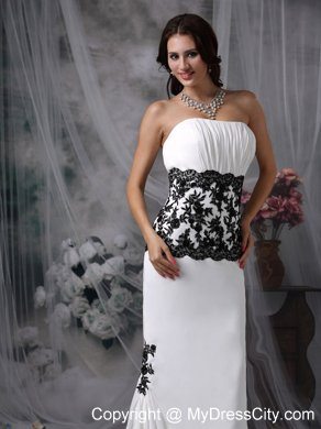 Black Lace Mermaid Chapel Train Chiffon White Evening Dresses for Celebrity