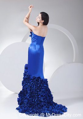 Rolling Flowers Mermaid Brush Train Royal Blue 2013 Prom Evening Dresses