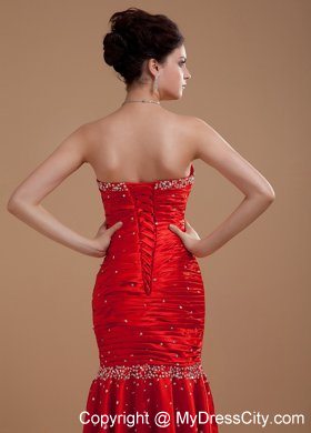 Popular Sweetheart Beaded Sheathy Wine Red 2013 Formal Evening Dresses