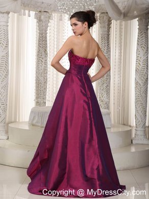 Sequined Strapless Fuchsia Detachable 2013 High-low Prom Evening Dress