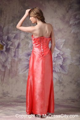 Watermelon High Slit Beaded Ruching Strapless 2013 Evening Dresses