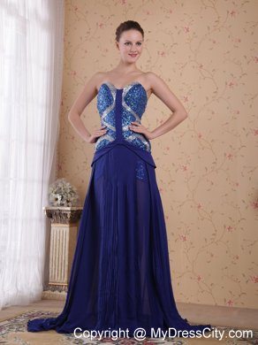 Sweetheart Sequined Royal Blue Chiffon 2013 Prom Evening Dress